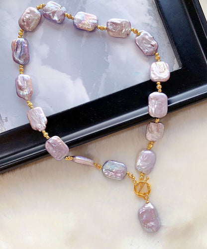 Purple Sterling Silver Overgild Pearl Pendant Necklace