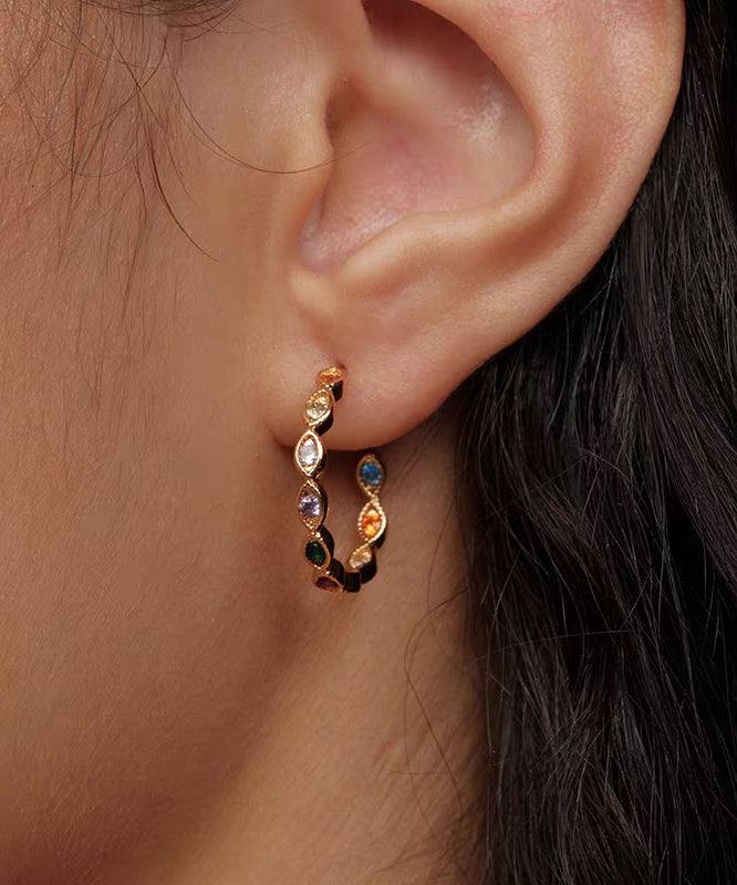 Rainbow Copper Overgild Zircon Hoop Earrings