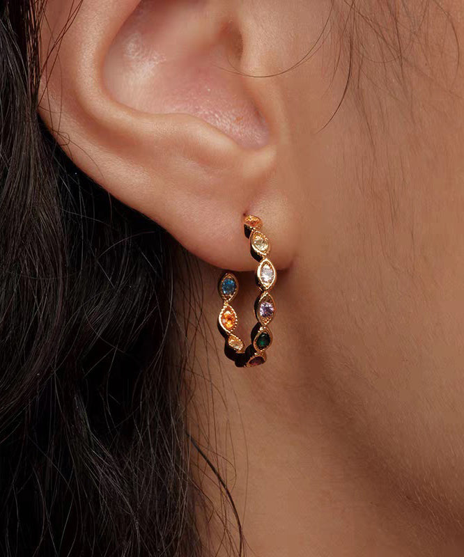 Rainbow Copper Overgild Zircon Hoop Earrings