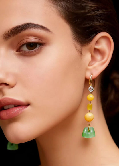 Jade Patchwork Beeswax Drop Earring
