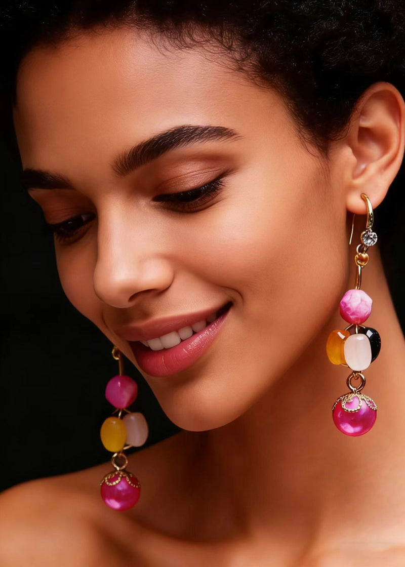 Multicolour Crystal Fine Pearl Drop Earrings