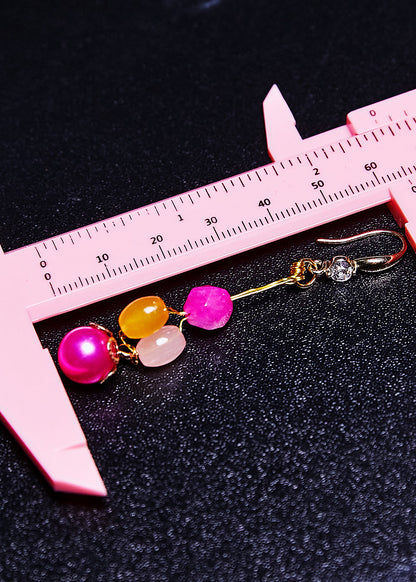 Multicolour Crystal Fine Pearl Drop Earrings