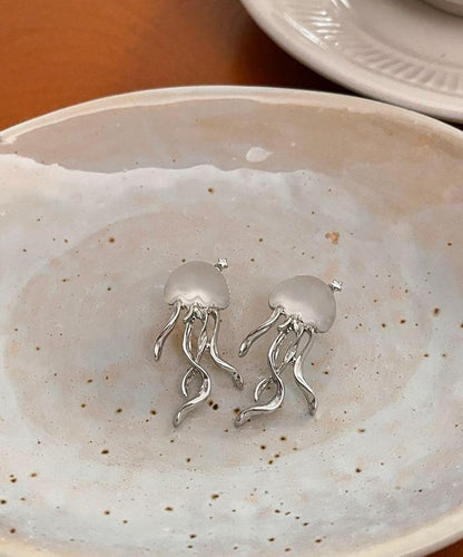 Silk Copper Resin Jellyfish Stud Earrings