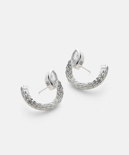 Silk Copper Silver-plated Hoop Earrings