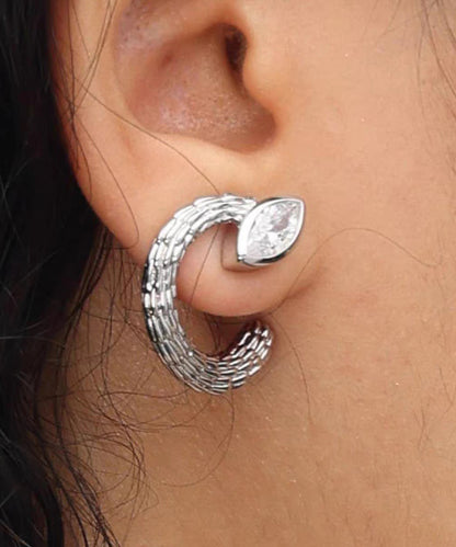 Silk Copper Silver-plated Hoop Earrings