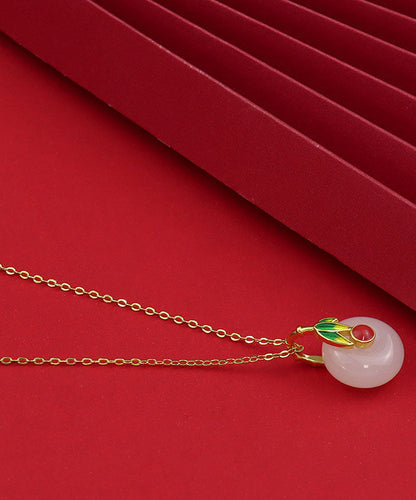 White Sterling Silver Enamel Jade Pendant Necklace Tw1021