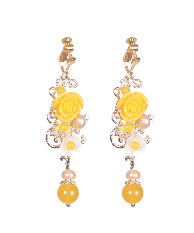 Yellow Crystal Chalcedony Drop Earrings