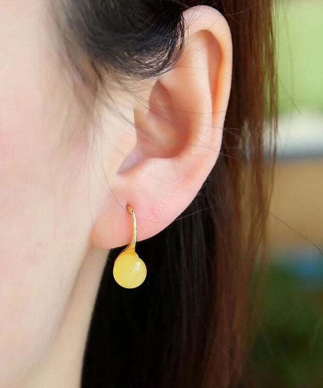 Yellow Sterling Silver Chalcedony Sphericity Drop Earrings