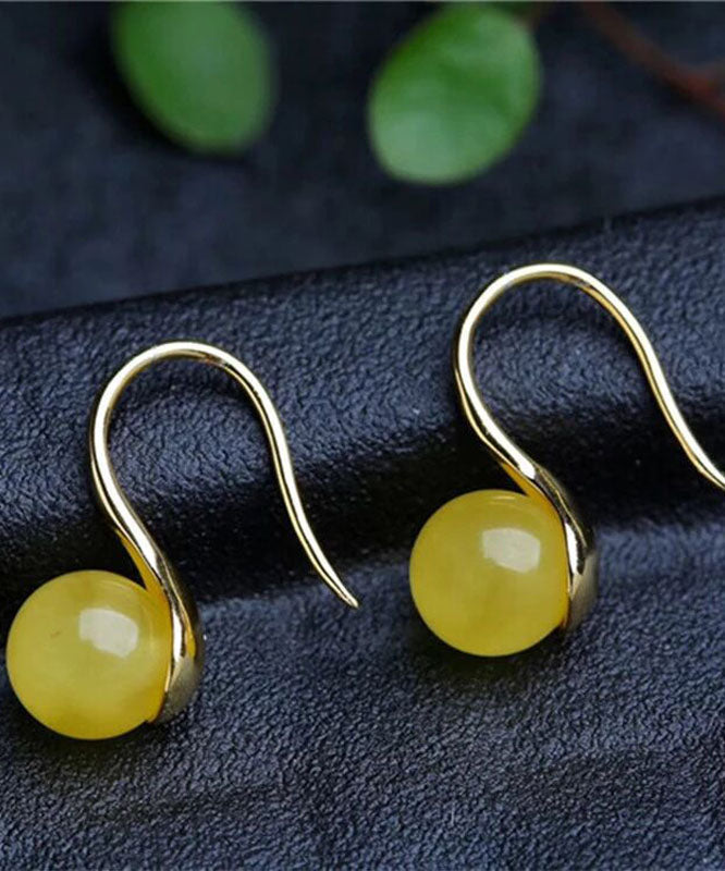 Yellow Sterling Silver Chalcedony Sphericity Drop Earrings