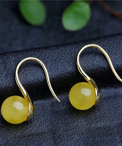 Yellow Sterling Silver Chalcedony Sphericity Drop Earrings
