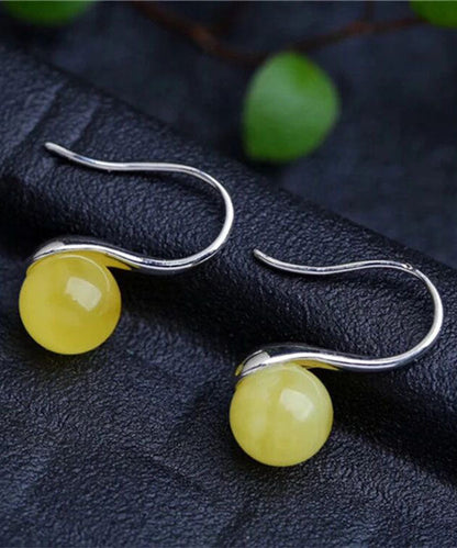 Yellow Sterling Silver Chalcedony Sphericity Drop Earrings