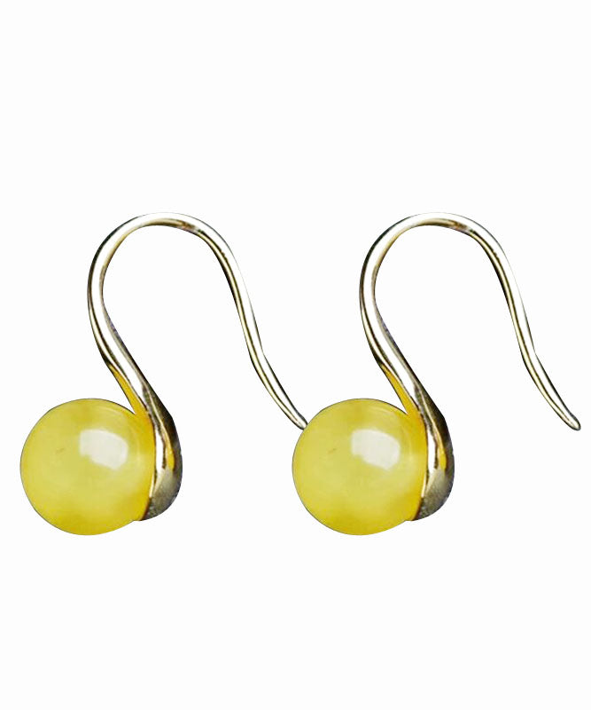 Yellow Sterling Silver Chalcedony Sphericity Drop Earrings