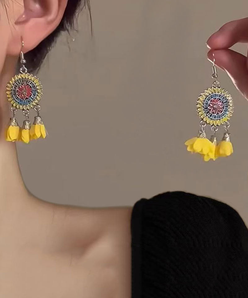 Yellow Sterling Silver Tassel Drop Earrings