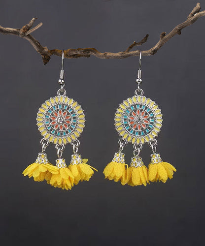 Yellow Sterling Silver Tassel Drop Earrings