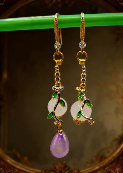 Boutique Asymmetrical Design Fine Jade Drop Earrings