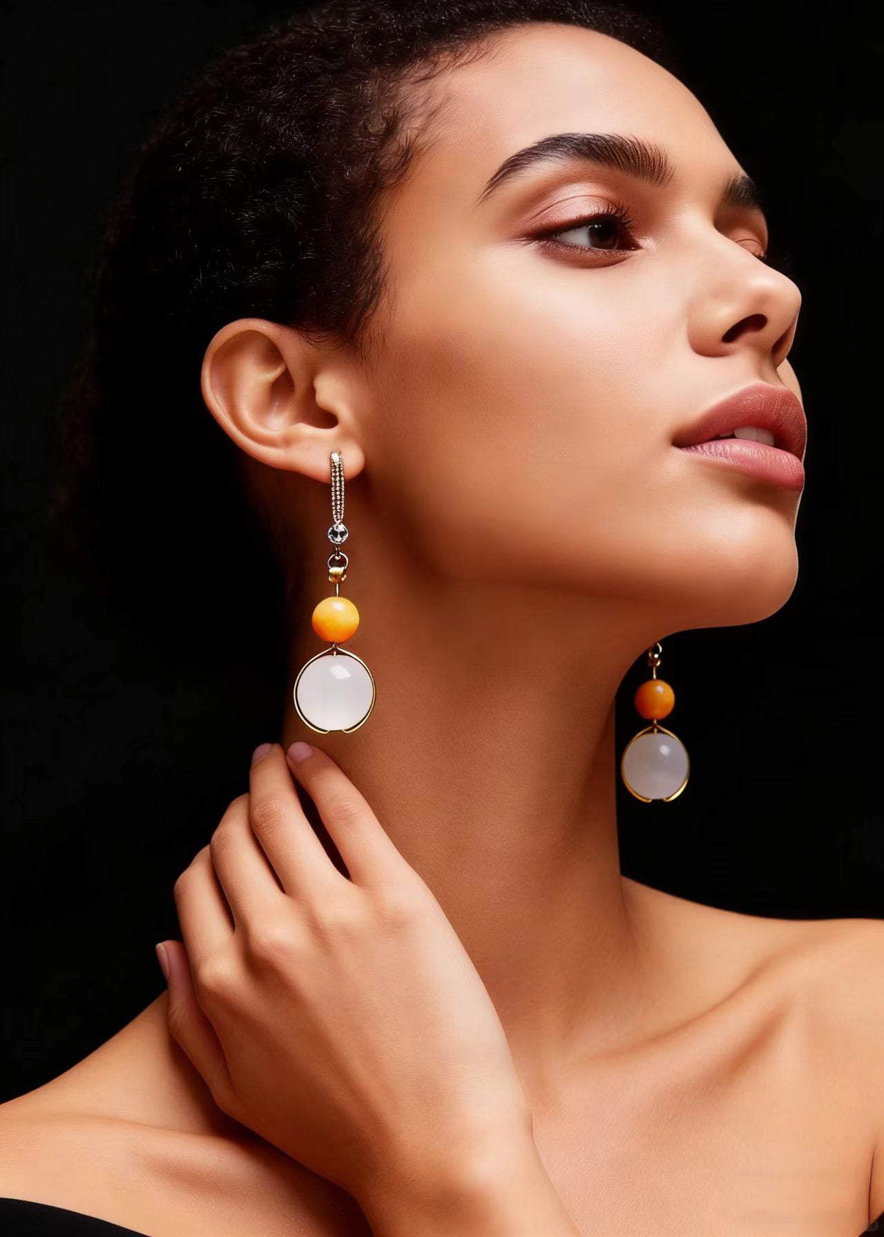 Boutique White Jade Connection Beeswax Drop Earrings