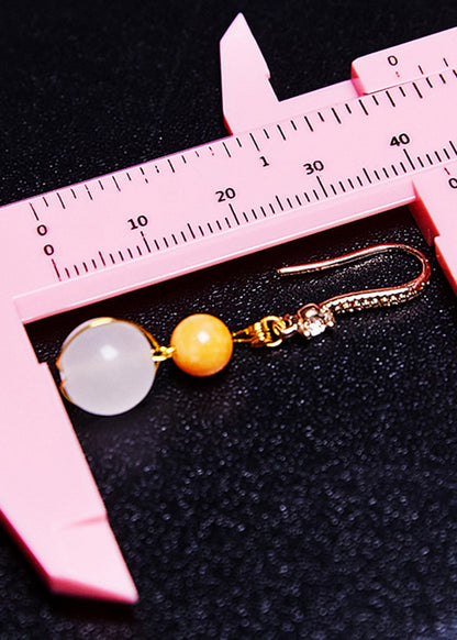 Boutique White Jade Connection Beeswax Drop Earrings