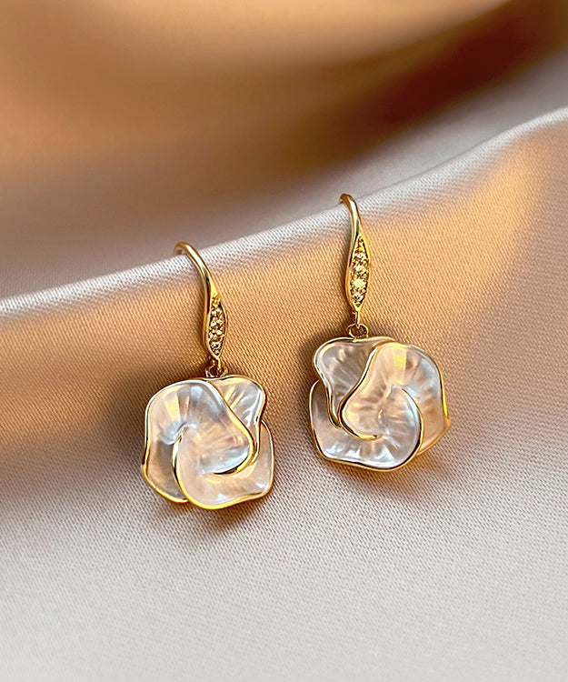 Brief Gold Copper Overgild Drop Earrings