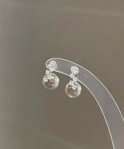 Brief Nude Sterling Silver Zircon Coloured Glaze Stud Earrings