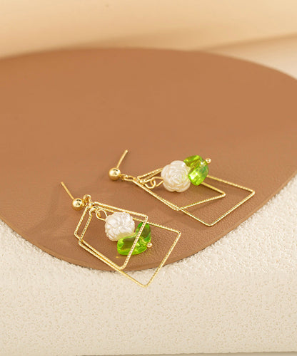 Gold Copper Resin Square Geometry Drop Earrings