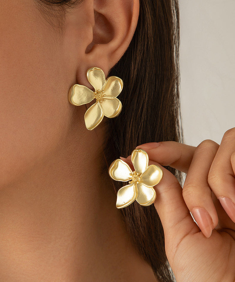 Gold Metal Alloy Stud Earrings
