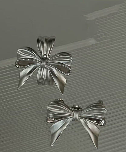Silk Sterling Silver Bow Stud Earrings