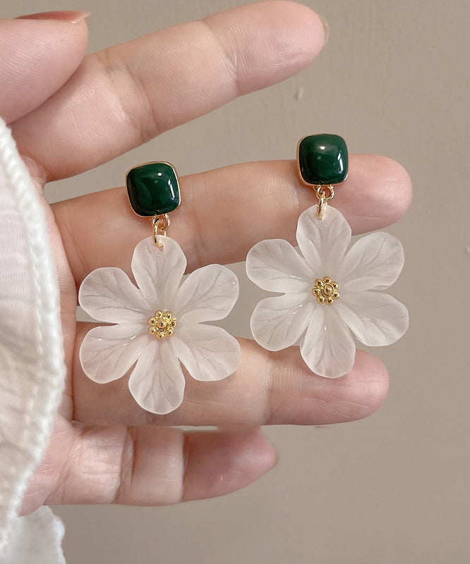 White Copper Alloy Drip Glaze Drop Earrings