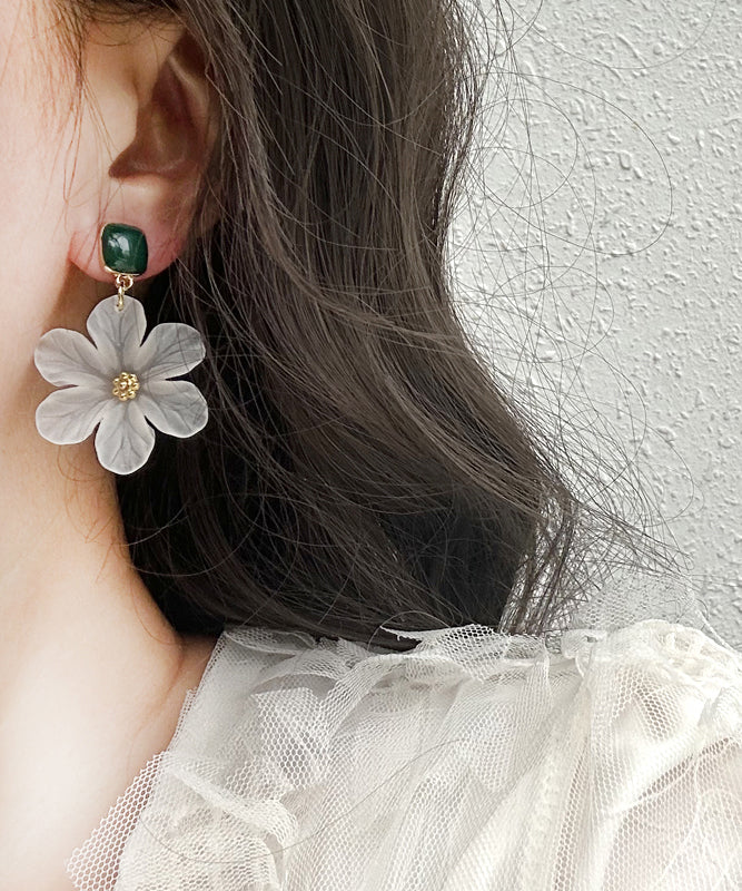 White Copper Alloy Drip Glaze Drop Earrings