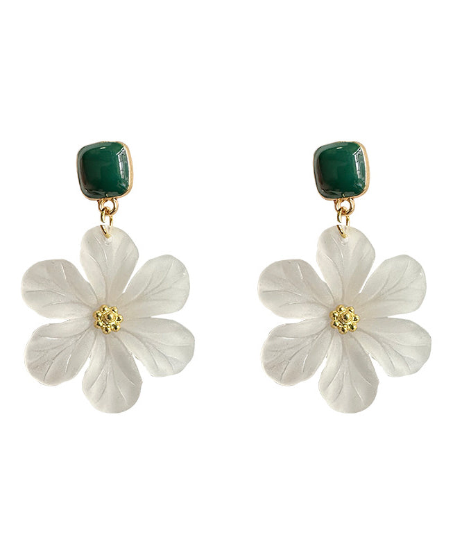 White Copper Alloy Drip Glaze Drop Earrings