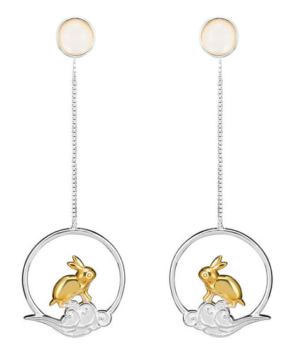 Yellow Sterling Silver Xiangyun Rabbit Drop Earrings