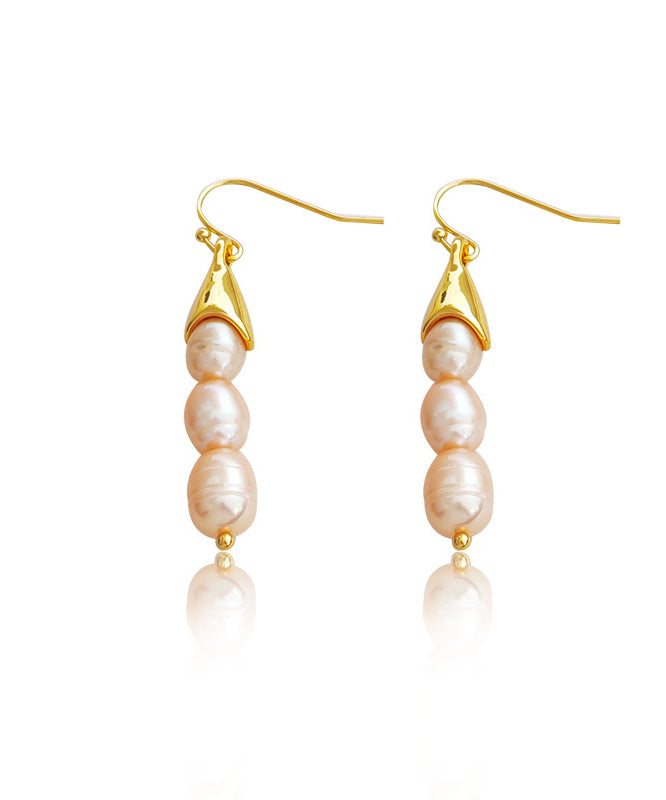 Beige Copper Pearl Drop Earrings