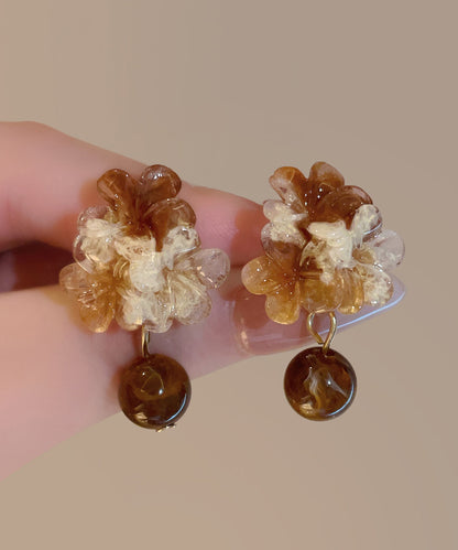 Brown Acrylic Tie Dye Drop Earrings