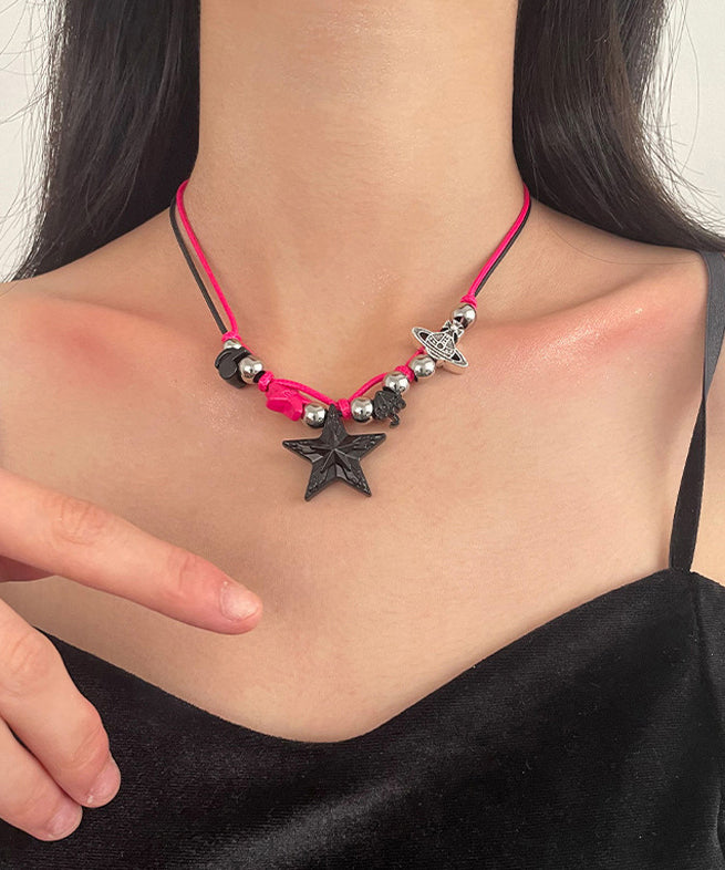 Colorblock Stainless Steel Alloy Star Pendant Necklace Zz051