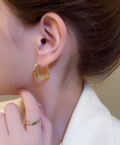 Gold Sterling Silver Alloy Pearl Letter Drop Earrings