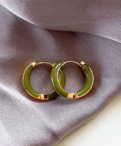Green Copper Alloy Patchwork Hoop Earring
