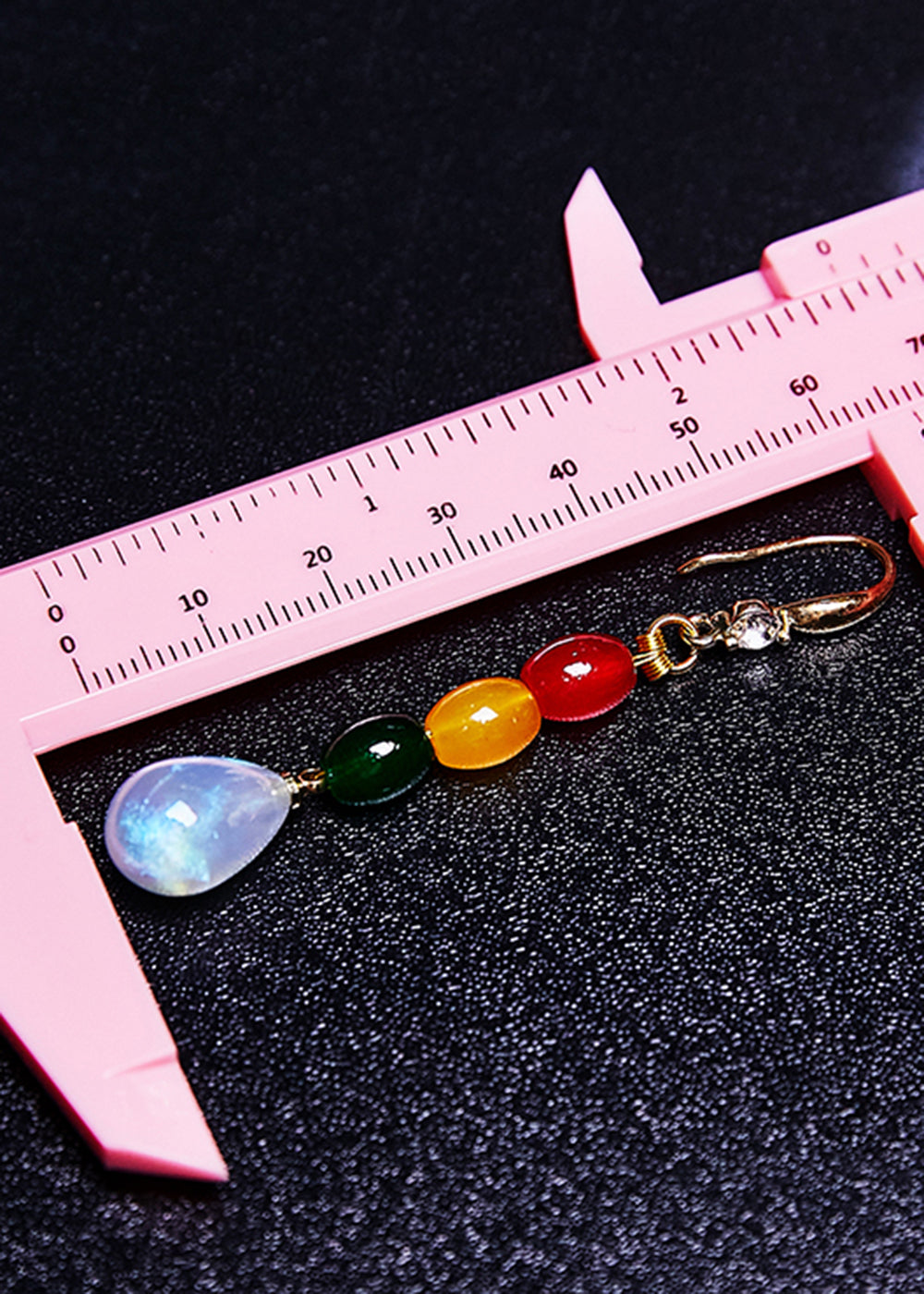 Multicolour Gem Stone Droplet Shape Drop Earrings