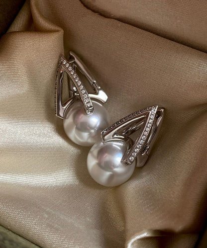Pearl Zircon Silver Stud Earrings