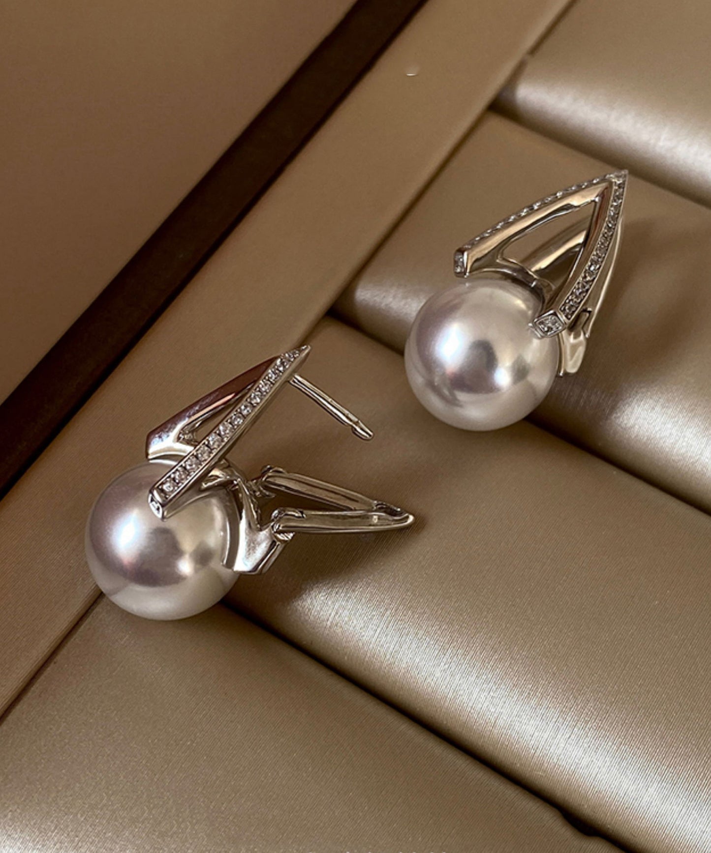 Pearl Zircon Silver Stud Earrings