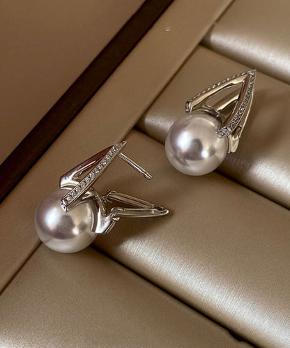 Pearl Zircon Silver Stud Earrings