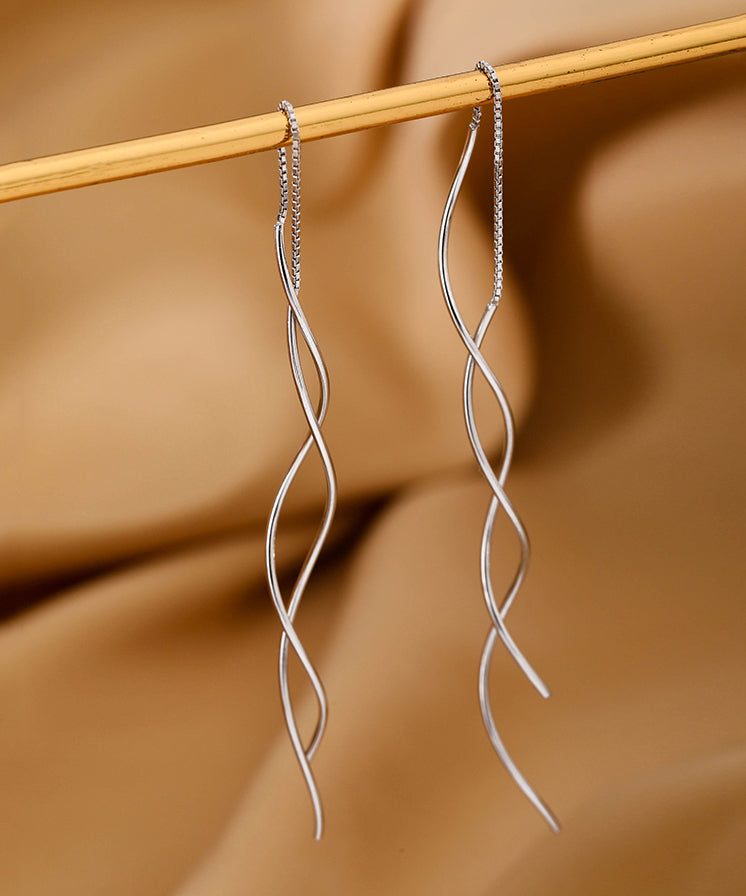 Silk Sterling Silver Wave Drop Earrings