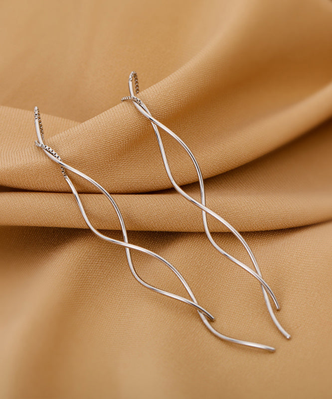 Silk Sterling Silver Wave Drop Earrings