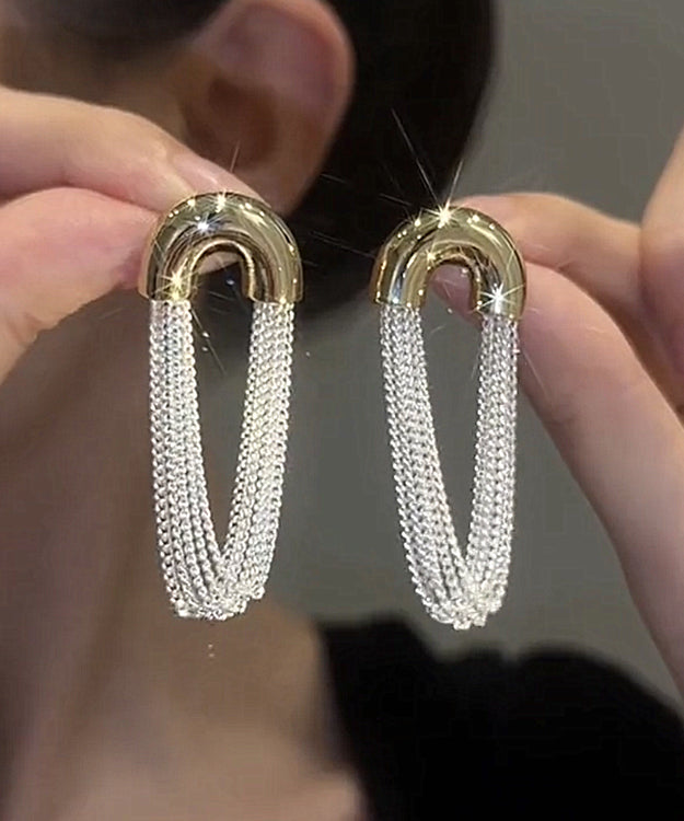 Versatile U-shaped Metal Chain Tassel Earrings