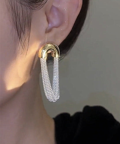 Versatile U-shaped Metal Chain Tassel Earrings