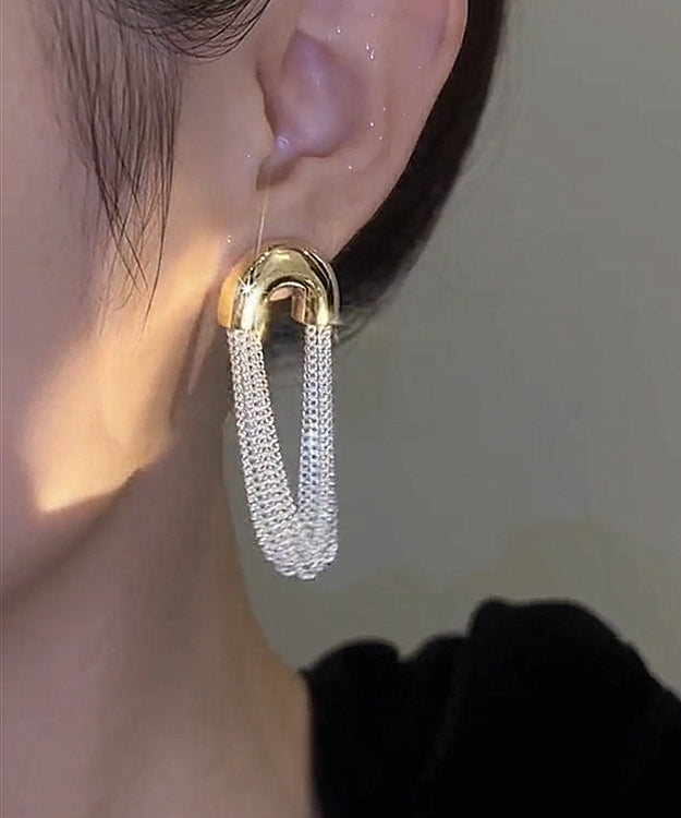Versatile U-shaped Metal Chain Tassel Earrings