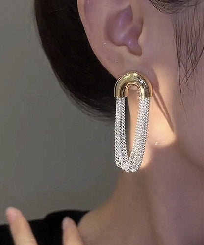 Versatile U-shaped Metal Chain Tassel Earrings