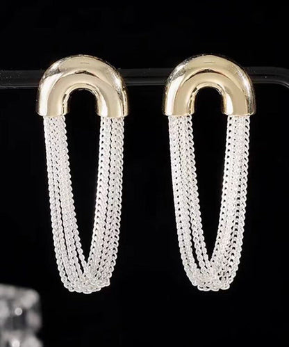 Versatile U-shaped Metal Chain Tassel Earrings