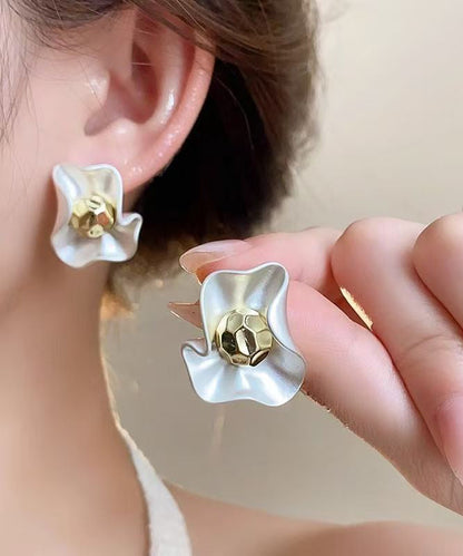 White Copper Alloy Stud Earrings