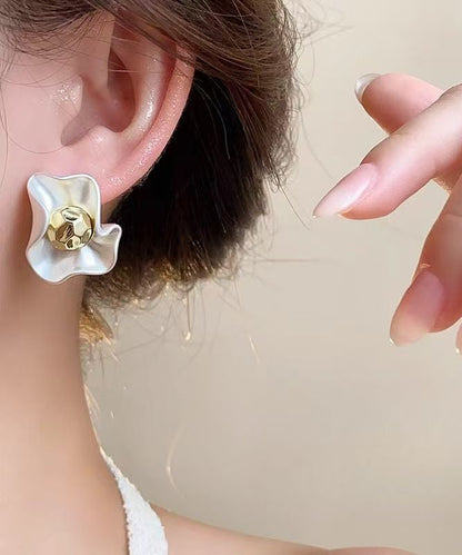 White Copper Alloy Stud Earrings