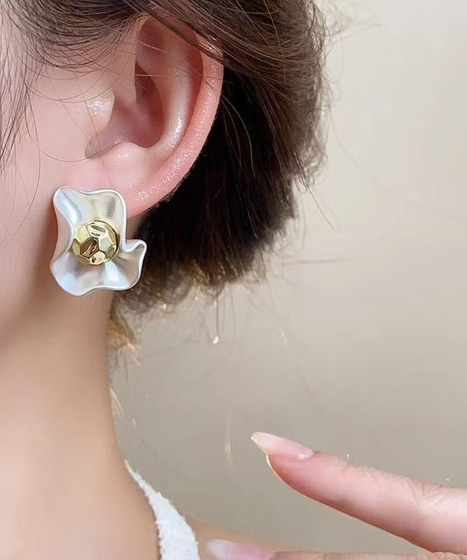 White Copper Alloy Stud Earrings