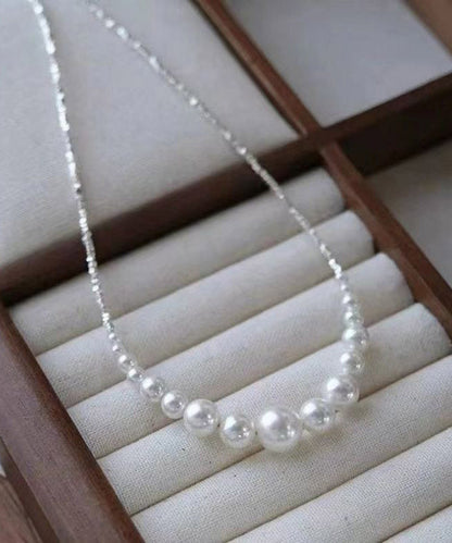 White Sterling Silver Pearl Broken Silver Princess Necklace Ya005